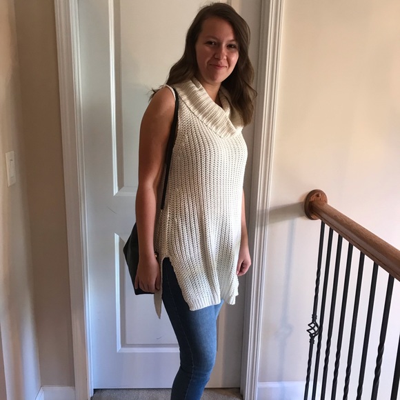 Cream Cowl neck tunic sweater - Picture 1 of 2
